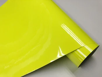 50CM*1M/2M/3M/4M/5M/6M-Bil Styling Gloss Fluorescerende Gul grøn Vinyl Klistermærke Blank Fluorescerende Bil Pak Folie Selvklæbende