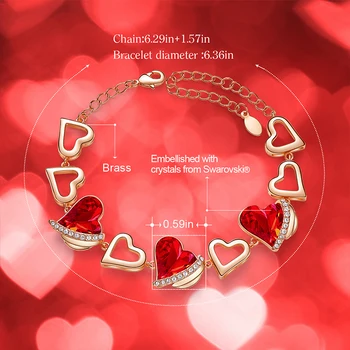 CVU Rosa Guld Farve Charme og Kæde Armbånd med Fashion hjerteformet Krystal fra Swarovski Kvinder Armbånd Smykker Gave