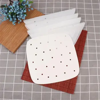 100 ark af luft fryer liner perforering bagepapir ovn ovn damper non-stick dampende papir 7.5 tommer 8,5 tommer