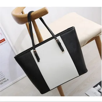 Stor Taske 2020 fashion kvinder pu læder håndtaske kort skulder taske sort hvid stor kapacitet luksus tote shopper taske designer