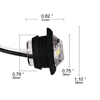 Universal Amber sidemarkeringslys-Indikator-LED Kugle Lys Lastbil Trailer Lastbil Baglygte Forseglet 3/4