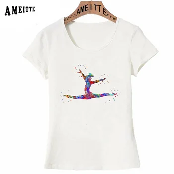 Nye Sommer Mode Kvinder kortærmet Gymnastik Pige akvarel Teenager Gave T-Shirt Sød Pige Casual Toppe Ameitte Kvinde Tees