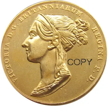 UK 1838 Victoria Kroning Medaljon Forgyldt Kopiere Mønter