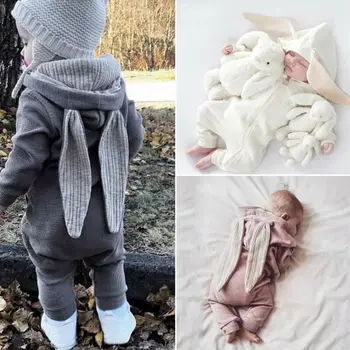 2020 Baby Pige Tøj Nyfødte Spædbarn Efteråret Bomuld 3D Kanin Øre Romper Udstyr, Tøj Piger, Drenge Tøj Tegnefilm Design