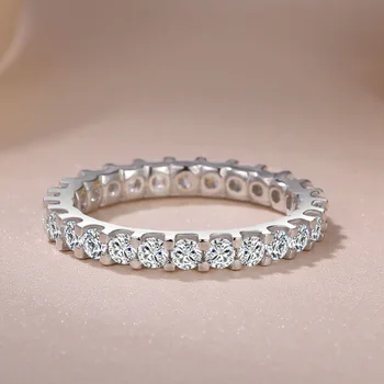 S925 Sølv VS2 Diamant Ring Smykker til Kvinder Bizuteria Vielsesring Anillos De bijoux femme Ædelsten Sølv Smykker Ring anel