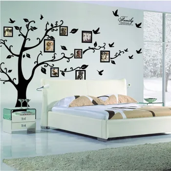 Familie foto ramme Flyvende Fugle tree wall stickers arts hjem dekorationer stue, Soveværelse, overføringsbilleder, plakater pvc vægoverføringsbillede