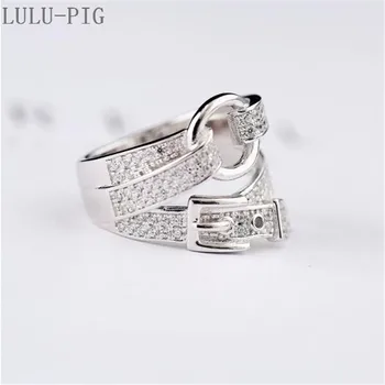 LULU-GRIS Bælte Spænde pegefinger Zircon Ring Kvindelige 925 Sølv Studerende Kreative Ring Smykker CJZ025