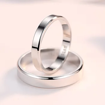 1STK 925 Sølv Smykker Ring Enkel Glat Pure Massivt Sølv Par Bryllup 925 Sterling Sølv Fashion Ringe til Kvinder, Mænd
