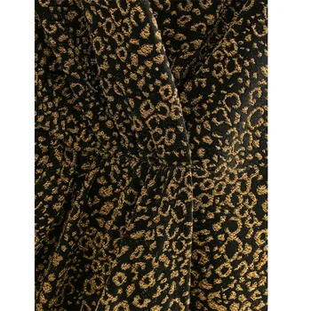 Za 2021 Gold Mini Leopard Dress Women Long Sleeve Winter Woman Dress Vintage Animal Print Ruched Slim Wrap Ladies Party Dresses