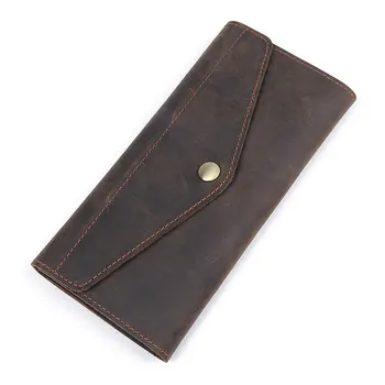 Mænd Pung i Ægte Læder Pung Lange Designer Mandlige Bifold Cash Coin Pocket Card Holder Clutch Taske i Vintage 8194R