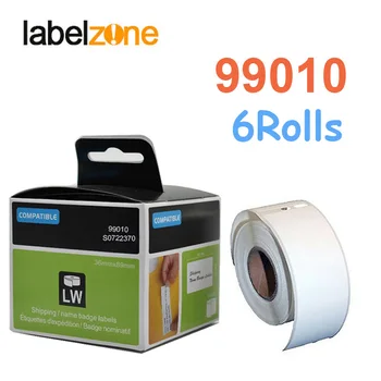 6Rolls 99010 Label 28mm*89mm Termisk Papir, Kompatibel for Dymo LabelWriter 400 450 450Turbo Printeren SLP 440 450 130pcs/rulle