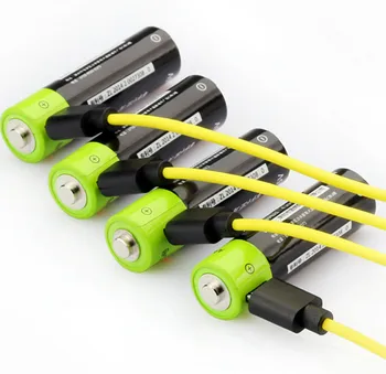Ny teknologi! 4stk ZNTER 1,5 V AA-1250mAh li-polymer li-po-li genopladeligt lithium-ion batteri med USB-kabel pack