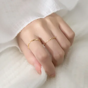 La Monada 54 mm Sølv Ring 925 koreanske Ringe Til Kvinder 925 Sterling Sølv Smykker Almindelig Stilfulde Ringe Til Piger Lås, Kæde, Guld