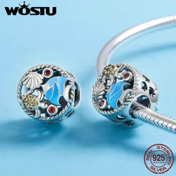 WOSTU 925 Sterling Sølv Undersøiske Verden CZ Charm Perler For Kvinder Oprindelige Charme Armbånd DIY Smykker at Gøre FIC683