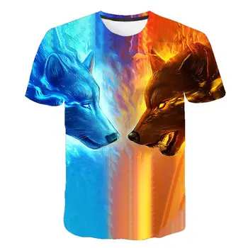 Sommer T-shirt Mænd Kvinder Streetwear Kort Ærme t-Shirts Toppe Sjove Dyr Casual Wolf 3D-Print Tshirt Børn Dreng Pige T-shirt