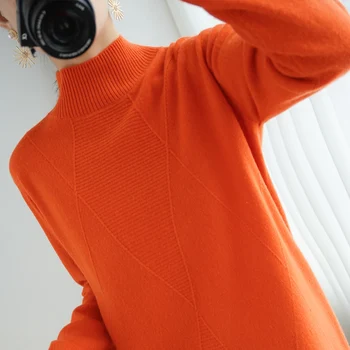LITVRIYH Nye Uld Sweater Kvinder Trøjer Og Pullover langærmet Rullekrave Løs Kvindelige Pullover Kvinder Strikket Trække Femme