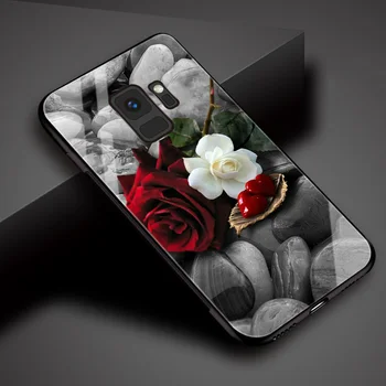 FinderCase for Samsung s8 Sag Rød Rose Mønstret Glas Cover til Samsung Galaxy Note 8 9 10 20 plus S8 S9 Plus S10 s20plus S10e