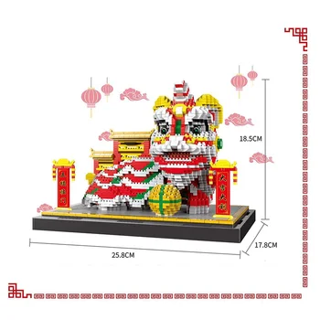 Mini Blokke China Spring Festival Lion Bygning Toy Pædagogiske Intelligens, Klodser til Børn, nytår Gaver Dreng til Stede