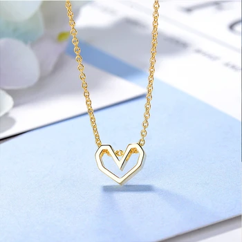 Hule Hjerte-formet Halskæde Charmerende Kvinders Guld Kravebenet Kæde Kreative Valentinsdag Gave