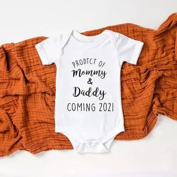 Produkt af Mor og Far Kommer 2021 Breve Udskrive Baby Body Sommer Drenge Piger Kroppen Passer Korte Ærmer Tøj Unisex