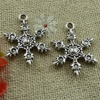 180 stykker tibetansk sølv snefnug charms 23x17mm #1594