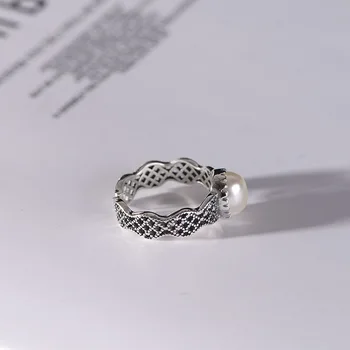 BALMORA Ægte 925 Sterling Sølv, Romantisk Vævning Pearl Åbne Stabling Ring til Kvinder, Dame, Enkle, Elegante Mode Smykker Anillos