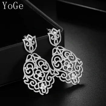 YoGe Bryllup&Fest Smykker til Kvinder, E9782 Mode nye AAA CZ hule ud bane indstilling drop øreringe