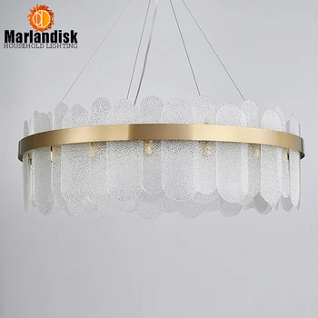 Post-Moderne Forkromet Rund Gyldne Vedhæng Lys LED G9 stuen og Restauranter Hængende Lampe Med Luksus Hvidt Glas