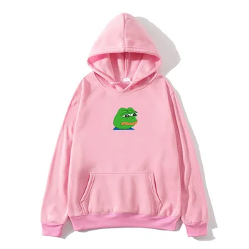 Harajuku Hip Hop Hættetrøjer Sweatshirt Mandlige Japansk mode Afslappet hoodie Trist at rive frog Print Hættetrøjer Mænd Hooded Sweatshirts
