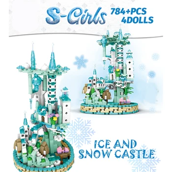 784PCS Fyrster Is Sne Magic Castle Model byggesten Ven Sne Hus Tal Mursten Pædagogisk Legetøj til Pige Børn
