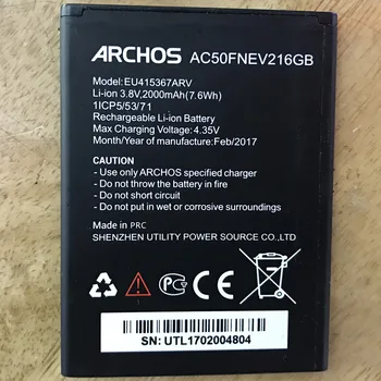 For ARCHOS AC50FNEV2 EU415367ARV 1/CP5/53/71 2000mAh Smartphone Genopladeligt Li-ion Indbygget Mobiltelefon Batteri