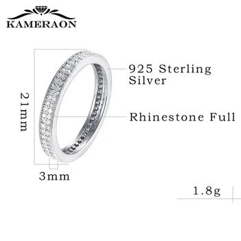 925 Sterling Sølv Ringe Dame Minimalisme Cirkulære Smykker Fuld Zirco Skinnende Rhinestones Fine Ringlet Mode Ring 2019
