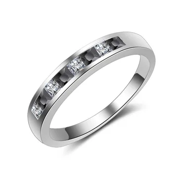 Sterling Sølv Farve S925 Pladsen Diamant Ring for Kvinder Sort Obsidian Gemstone Kvinders Diamant Ring Smykker Smykkesten Box