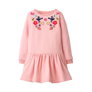 Toddler Kjoler Piger, Tøj, Bomuld Langærmet Baby Piger Dress Farve Pink Fødselsdag Prinsesse Kjole Kostume Til Børn-Tøj
