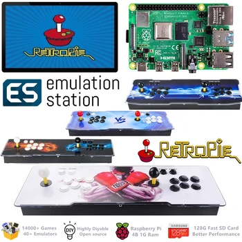Arcade-Konsollen 2 Spillere Klassiske Retro Spil Raspberry Pi 4 Model B(1G Ram Edition) ES Retropie 40+ Emulatorer 128G 14000+ Spil