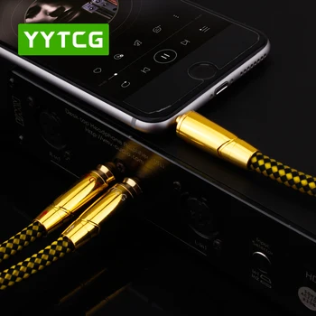 YYTCG hifi 3,5 mm til 2rca kabel høje ende forsølvet PC, Mobiltelefon Forstærker Sammenkoble 3.5 Jack til RCA-Kabel