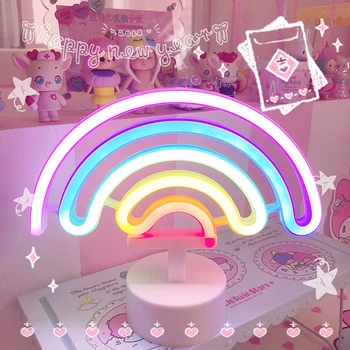 Tegnefilm Rainbow Unicorn LED Nat Lys Action Figur Desktop Home Kids Soveværelse Indendørs Belysning, Indretning Lampe 5221