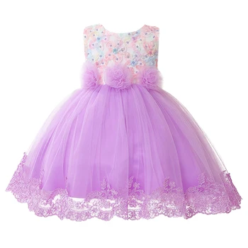 Børns kjole prinsesse kjole broderet blomst beaded blonde pige kjole, blomst pige ærmer og nederdel