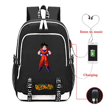 Hot Son Goku USB-opladning skole taske udskrivning mønster campus student skole taske rejse rygsæk USB-genopladelige skole taske