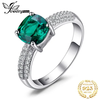 JewelryPalace Pude Skabt Nano Smaragd Ring 925 Sterling Sølv Ringe for Kvinder Engagement Ring Sølv 925 Ædelstene Smykker