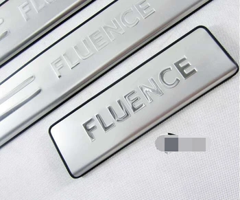 Høj kvalitet rustfrit stål Scuff Plate/Dør Karmen Protector Mærkat Bil Styling For 2010-Renault Fluence 4stk/sæt