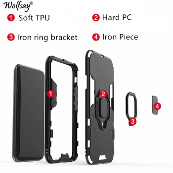 For Huawei Y6P Tilfælde, for Huawei Y9S Y8P Y6S Y7P Bil Holder Rustning Tilfælde Svært PC & Blød Silikone Cover til Huawei Y6P Med Magnet