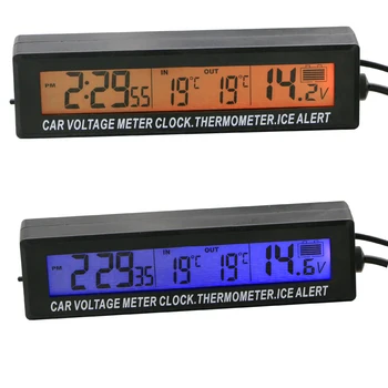 Høj kvalitet 3i1 Digital LCD Ur Skærm bil auto køretøj ur temperatur termometer spænding voltmeter gratis fragt