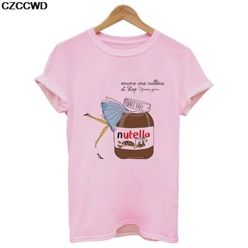 CZCCWD Poleras Mujer De Moda 2019 Hvid T-Shirt Harajuku Mode Nutella Sjovt Brev Tshirt Fritid Streetwear Kvindelige T-shirt Top