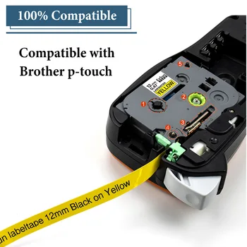 Unismar 10PK-Kompatibel Lamineret tze 121 tz121 tze121 9mm Sort på Klar tape tze-121 tz-121 for Brother P-touch PTH110 Printer