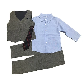 2020 Drenge Passer Herre langærmet skjorte passer helt Ny Kjole Formelle British Fashion Børn Kostume Shirt + Vest + Bukser