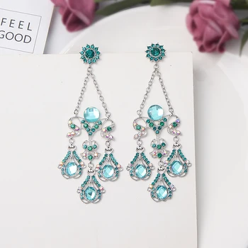 MWSONYA koreanske Mode Vintage Luksus Blå Cystal Drop Øreringe til Kvinder Blomst Øreringe Kvast Pendientes Smykker