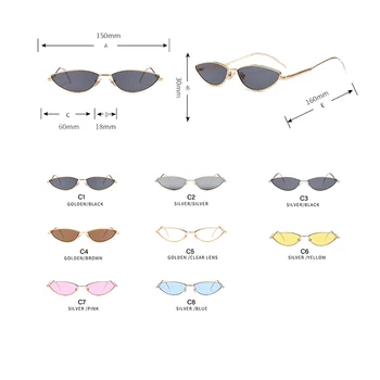 Cat Eye Ovale Solbriller Kvinder Vintage Helt Små Metal Stel Sort Farve-Brillerne Nuancer til Kvindelige Mode Designer Lunette