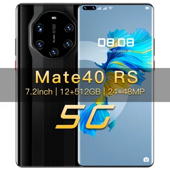 Nyeste Mate40 RS Globale Version Smartphone 7.2 Tommer 4k HD-Tv med Deca Core 5800mAh Dual Sim-Kort, 12GB 512GB GPS WiFi Mobiltelefon