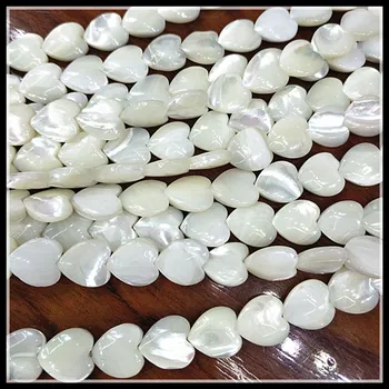 Naturen saltvand shell perler shell strenge hjertet former for armbånd gøre tilbehør, hvid colorssize 6mm 8mm 10mm 12mm 15mm